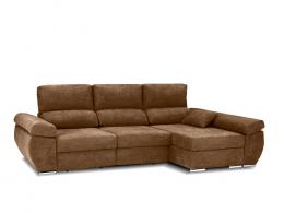 SOFÁ CHAISE LONGUE CON ASIENTOS DESLIZANTES Y ARCÓN 280 CM X 140 NOA MARRÓN