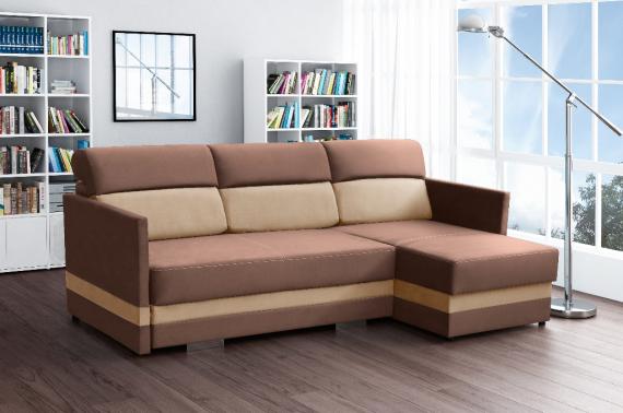 Foto SOFÁ CAMA CON DOS ARCÓNES 220 CM X 146 CM KOLIBER MARRÓN/BEIGE TELA