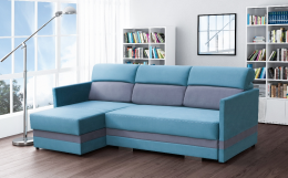 SOFÁ CAMA CON DOS ARCÓNES 220 CM X 146 KOLIBER GRIS/AZUL TELA