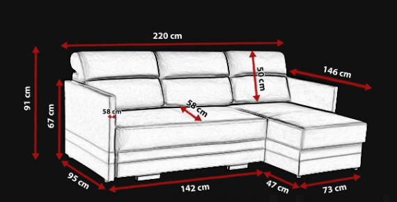 Foto SOFÁ CAMA CON DOS ARCÓNES 220 CM X 146 CM KOLIBER GRIS/NEGRO TELA