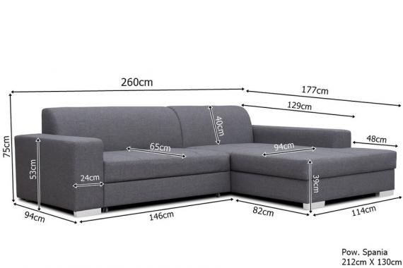 Photo Chaise Longue sofa bed with storage 260x177 — MISTRAL - Grey