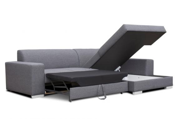 Photo Chaise Longue sofa bed with storage 260x177 — MISTRAL - Grey