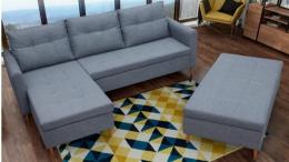SOFÁ CAMA CON PUF 229 CM X 153 AREO GRIS