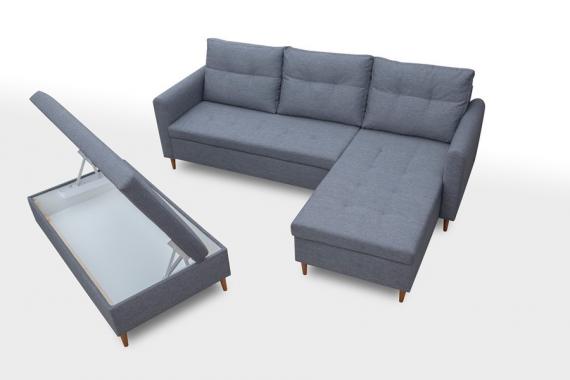 Foto SOFÁ CAMA CON PUF 229 CM X 153 CM AREO GRIS