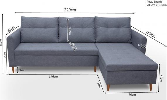 Foto SOFÁ CAMA CON PUF 229 CM X 153 CM AREO GRIS