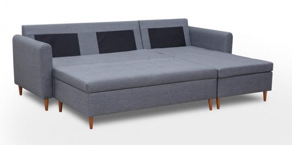 Foto SOFÁ CAMA CON PUF 229 CM X 153 CM AREO GRIS CLARO