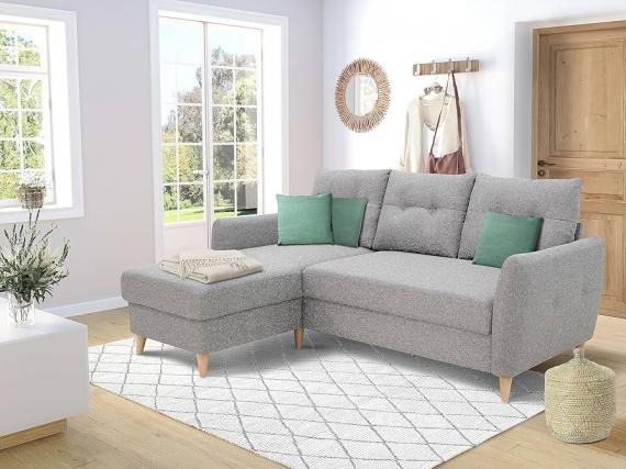 Foto SOFÁ CAMA CON PUF 229 CM X 153 CM AREO GRIS CLARO