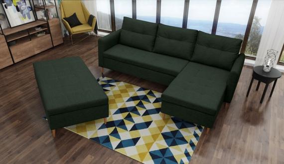 Foto SOFÁ CAMA CON PUF 229 CM X 153 CM AREO VERDE