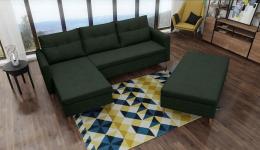 SOFÁ CAMA CON PUF 229 CM X 153 AREO VERDE