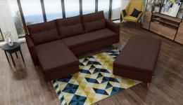 SOFÁ CAMA CON PUF 229 CM X 153 AREO MARRÓN