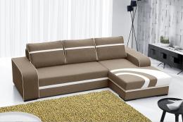SOFÁ CAMA CON ARCÓN 285 CM X 165 FLORES BEIGE TELA/BLANCO POLIPIEL