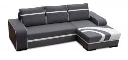 SOFÁ CAMA CON ARCÓN 285 CM X 165 CM FLORES GRIS OSCURO TELA/BLANCO POLIPIEL