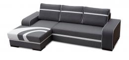 SOFÁ CAMA CON ARCÓN 285 CM X 165 CM FLORES GRIS OSCURO TELA/BLANCO POLIPIEL