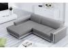 Photo Upholstered chaise longue sofa convertible into a bed - MARTÍN, Light gray / White, 260cm x 177cm
