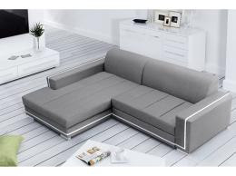 SOFÁ CAMA CON ARCÓN 260 CM X 177 CM MARTIN GRIS CLARO TELA/BLANCO POLIPIEL