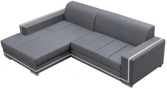 Photo Upholstered chaise longue sofa convertible into a bed - MARTÍN, Gray / White, 260cm x 177cm