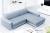 Upholstered chaise longue sofa convertible into a bed - MARTÍN, Blue / White, 260cm x 177cm