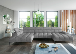 SOFÁ ASIENTO EXTENSIBLE ELÉCTRICO I PATAS ALTAS 385 CM X 216 PLAZA XL GRIS
