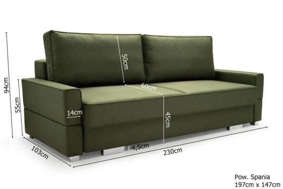 Foto Sofá con cama - Suzana, Verde, 230 cm