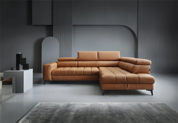 Photo GENUINE LEATHER SOFA - BAGGIO, Light brown, 280x196
