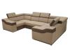 Foto SOFÁ FORMA DE U 6 PLAZAS 320 CM X 190 CM EVA BEIGE TELA/MARRÓN POLIPIEL