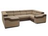 Foto SOFÁ FORMA DE U 6 PLAZAS 320 CM X 190 CM EVA BEIGE TELA/MARRÓN POLIPIEL