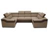 Foto SOFÁ FORMA DE U 6 PLAZAS 320 CM X 190 CM EVA BEIGE TELA/MARRÓN POLIPIEL