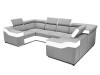 Foto SOFÁ FORMA DE U 6 PLAZAS 320 CM X 190 CM EVA GRIS CLARO TELA/BLANCO POLIPIEL
