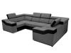Foto SOFÁ FORMA DE U 6 PLAZAS 320 CM X 190 CM EVA GRIS TELA/NEGRO POLIPIEL