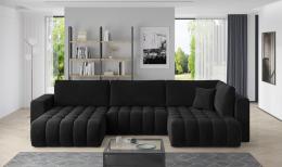 SOFÁ CAMA CON ARCÓN FORMA DE U 350 CM X 170 CM BONITO NEGRO TELA