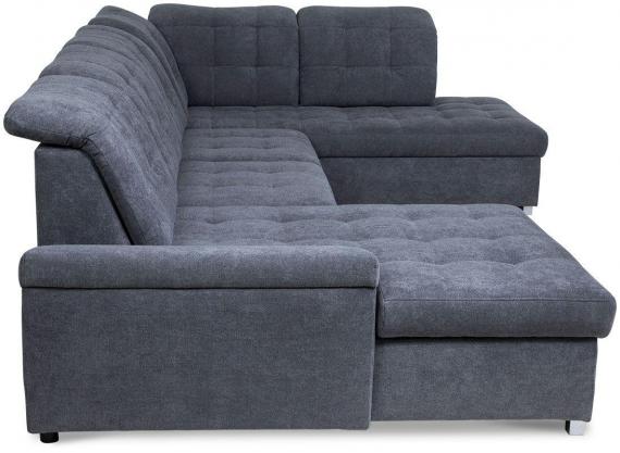 Photo U-shaped sofa with reclining headrests and pull-out bed – Nixon, Beige, 330x212x170