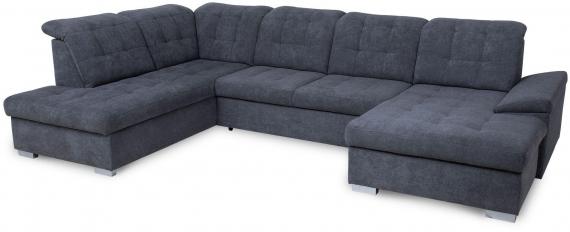 Photo U-shaped sofa with reclining headrests and pull-out bed – Nixon, Beige, 330x212x170