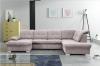 Photo U-shaped sofa with reclining headrests and pull-out bed – Nixon, Beige, 330x212x170