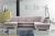 U-shaped sofa with reclining headrests and pull-out bed – Nixon, Beige, 330x212x170