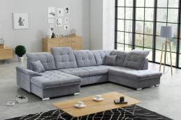 SOFÁ CAMA CON DOS ARCÓNES FORMA DE U REPOSACABEZAS RECLINABLES 330 CM X 212 NIXON GRIS CLARO
