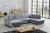 U-shaped sofa with reclining headrests and pull-out bed – Nixon, Light Gray, 330x212x170