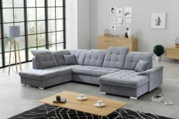 SOFÁ CAMA CON DOS ARCÓNES FORMA DE U REPOSACABEZAS RECLINABLES 330 CM X 212 NIXON GRIS CLARO