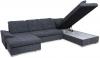 Photo U-shaped sofa with reclining headrests and pull-out bed – Nixon, Light Gray, 330x212x170