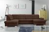 Photo U-shaped sofa with reclining headrests and pull-out bed – Nixon, Brown, 330x212x170