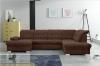 Photo U-shaped sofa with reclining headrests and pull-out bed – Nixon, Brown, 330x212x170