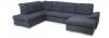 Photo U-shaped sofa with reclining headrests and pull-out bed – Nixon, Dark Gray, 330x212x170