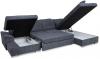 Photo U-shaped sofa with reclining headrests and pull-out bed – Nixon, Dark Gray, 330x212x170