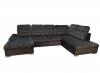 Foto SOFÁ GRANDE I FORMA DE U I REPOSACABEZAS RECLINABLES I CON CAMA EXTRAIBLE Y ARCÓN  330 CM X 220 CM POVER NEGRO TELA
