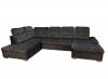 Foto SOFÁ GRANDE I FORMA DE U I REPOSACABEZAS RECLINABLES I CON CAMA EXTRAIBLE Y ARCÓN  330 CM X 220 CM POVER NEGRO TELA