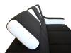 Photo U-shaped sofa - Angela. Pull-out bed and reclining headrests. 7 seats, Black / White, fabric / faux leather, 335x260