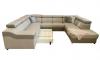 Photo U-shaped sofa - Angela. Pull-out bed and reclining headrests + drawer 7 seats, Light gray / Dark gray, 335x260
