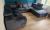 U-shaped sofa - Angela. Pull-out bed and reclining headrests + drawer 7 seats, Black / fabric, 335x260
