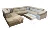 Photo U-shaped sofa - Angela. Pull-out bed and reclining headrests + drawer 7 seats, Black / fabric, 335x260