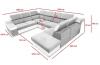 Photo U-shaped sofa - Angela. Pull-out bed and reclining headrests + drawer 7 seats, Beige / Brown, 335x260