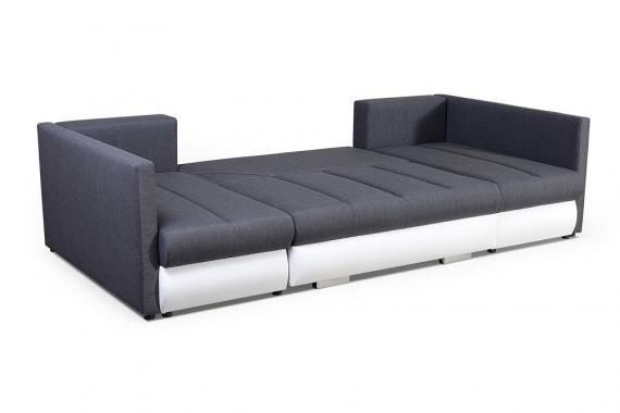 Foto SOFÁ CAMA CON TRES ARCÓNES FORMA DE U 288 CM X 144 CM R CITY U BEIGE TELA/BLANCO POLIPIEL